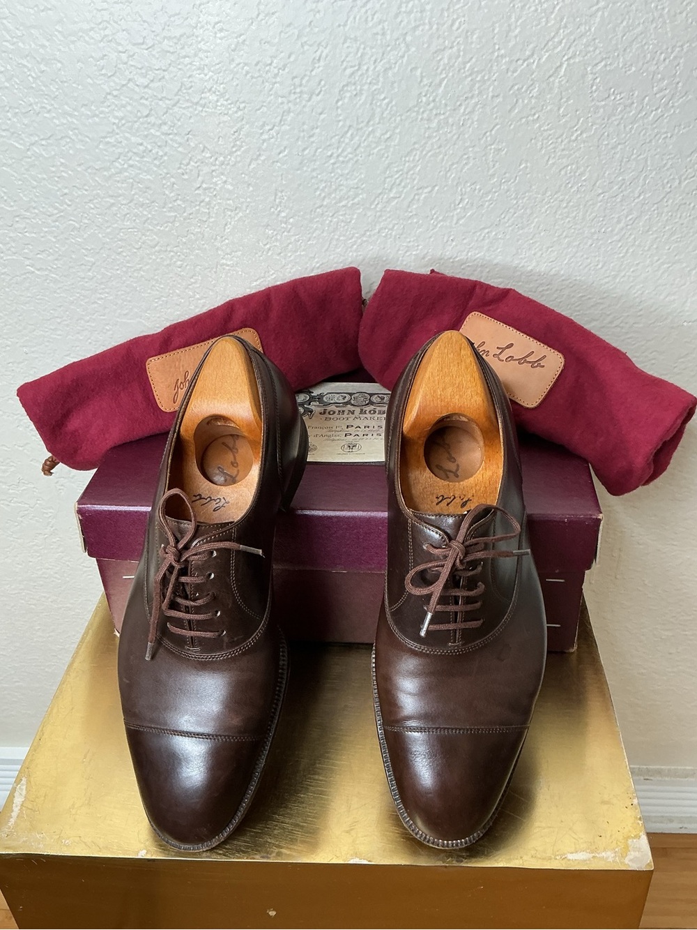John Lobb- Men's Dark Brown Leather Derby Shoes - Classic Dress Style
